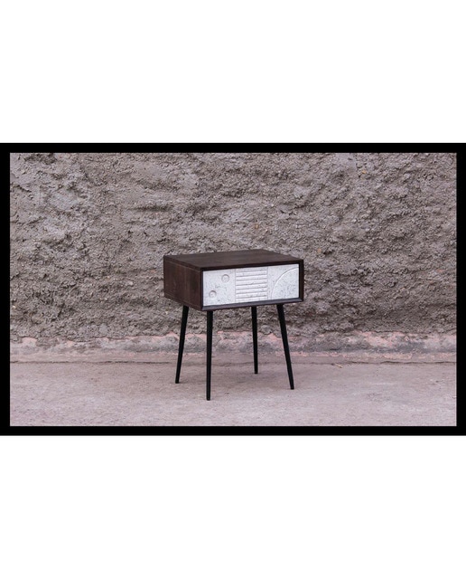 Imagen 0 de Mesita de noche mango metal 45x38x50 wengué