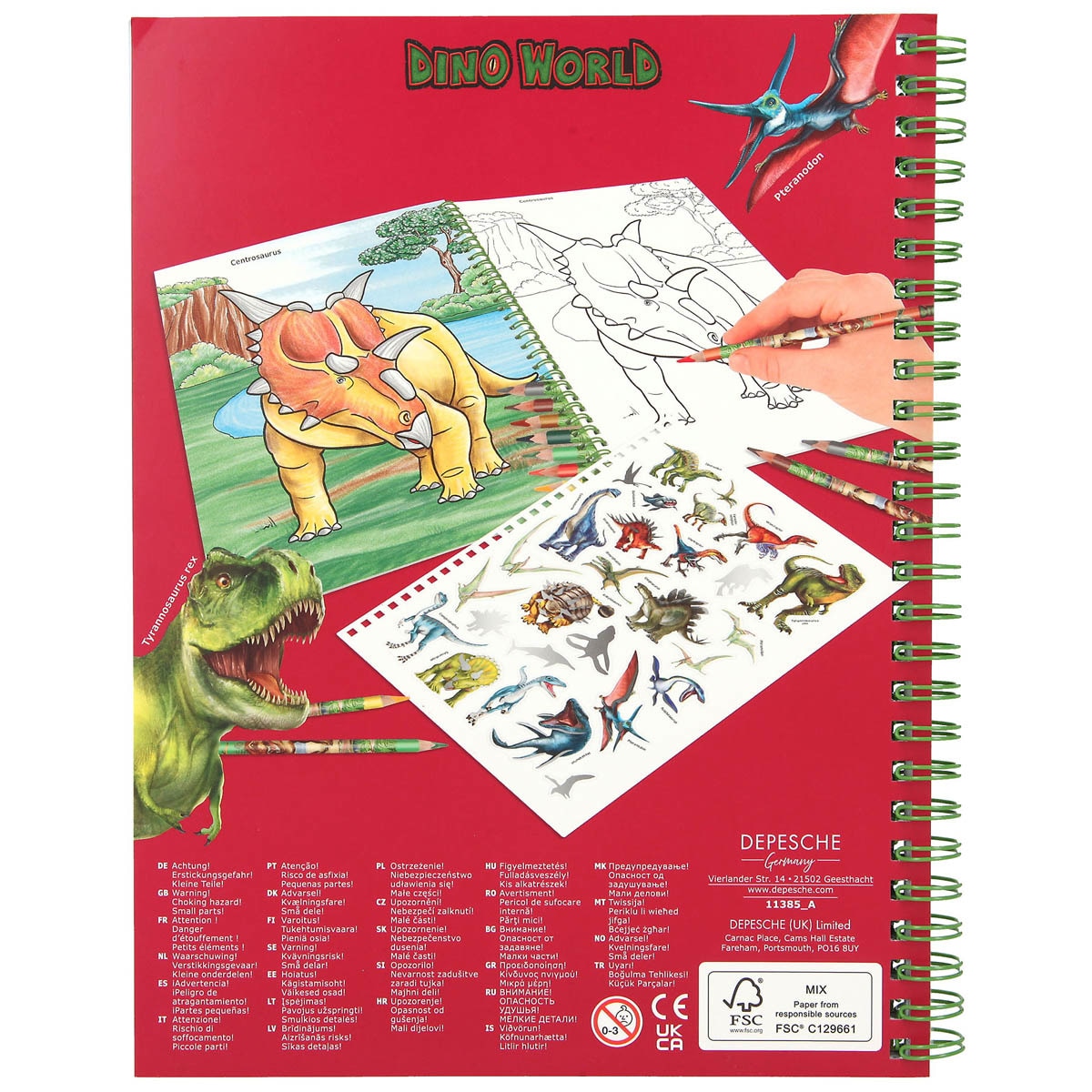 Libro colorear con colores Dino World Depesche 8