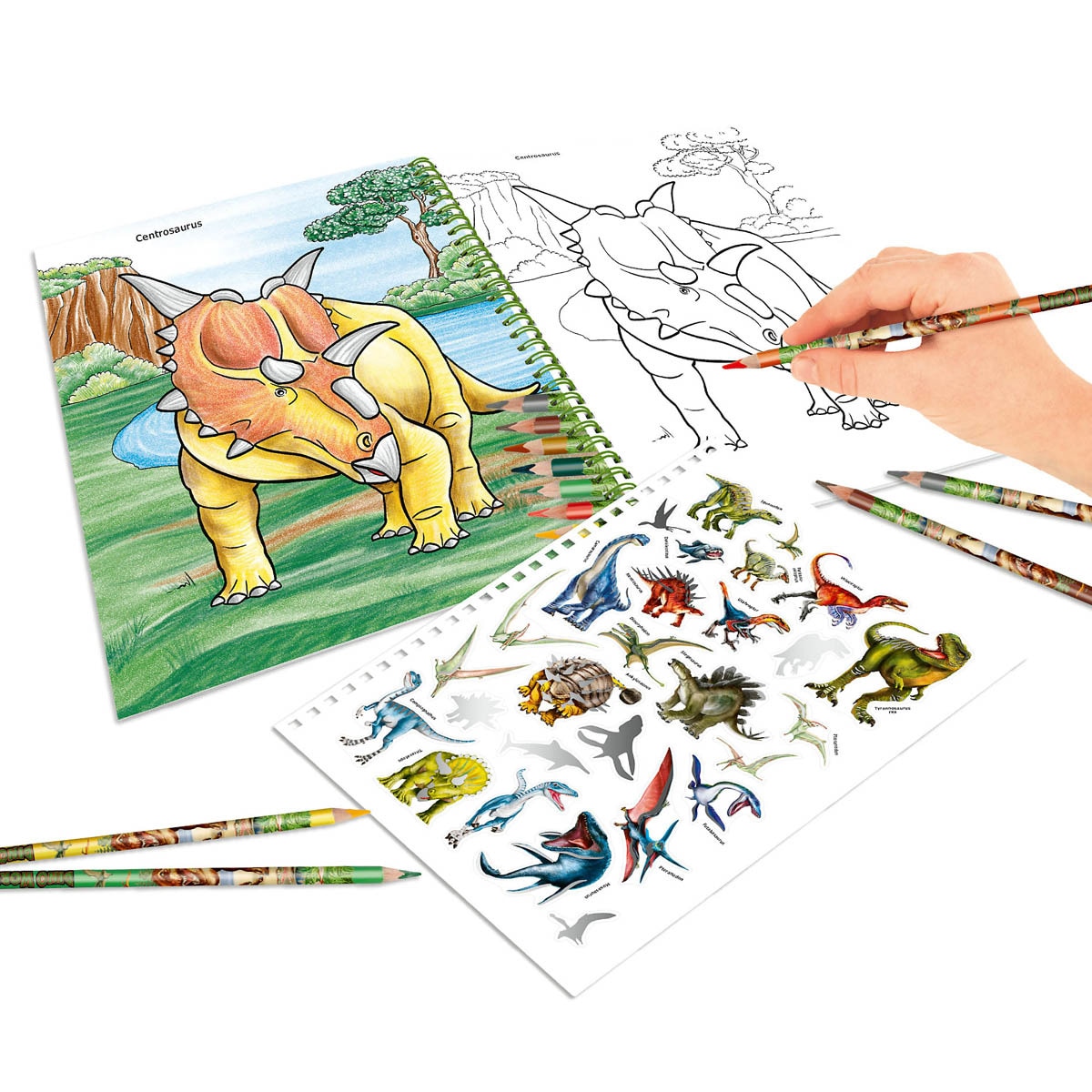 Libro colorear con colores Dino World Depesche 7