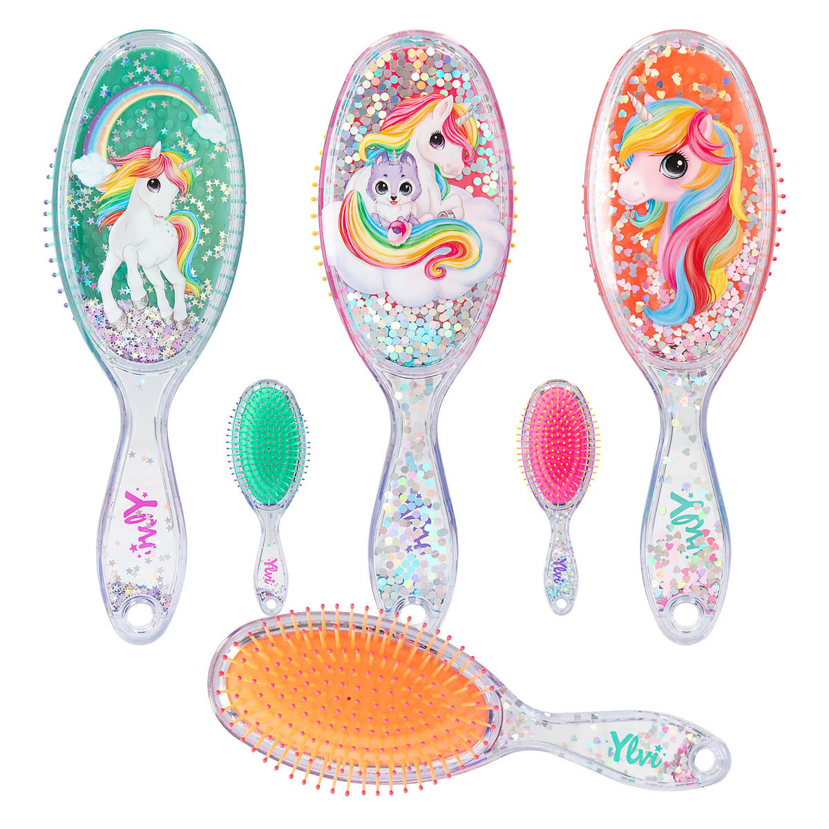 Cepillo de pelo con confeti Ylvi surtidos Depesche 1