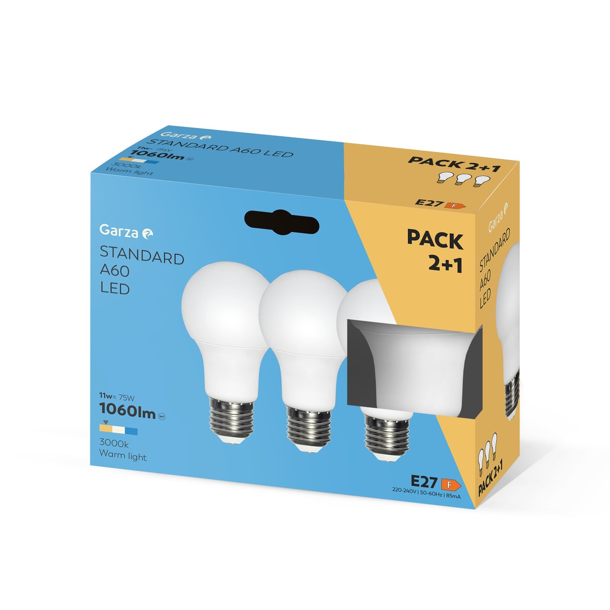 Pack de 2+1 bombillas LED estandar E27 11 W 1060 lm 3000 K Luz cálida ( <= 3000 K )-2