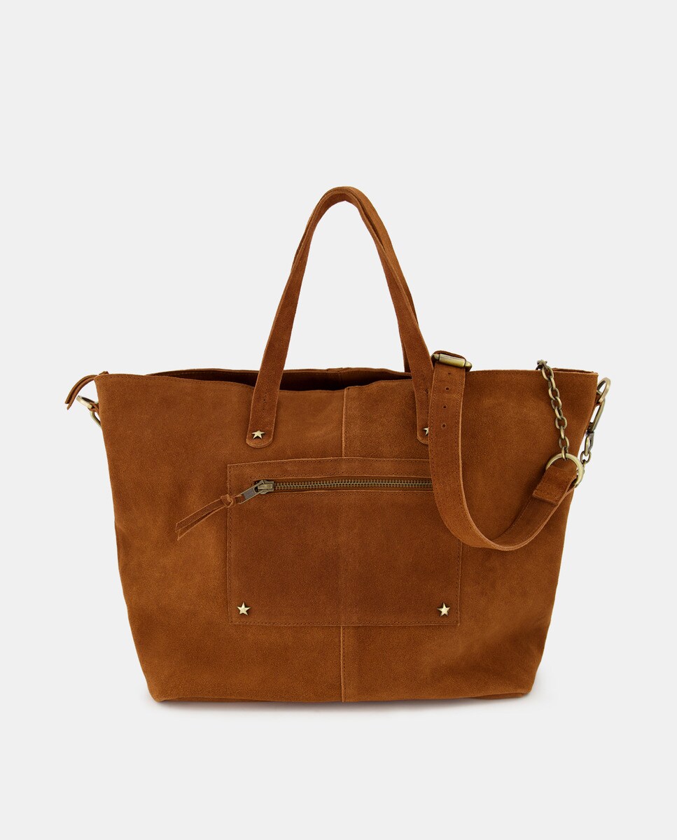 Sac cabas croûte de cuir clous étoiles