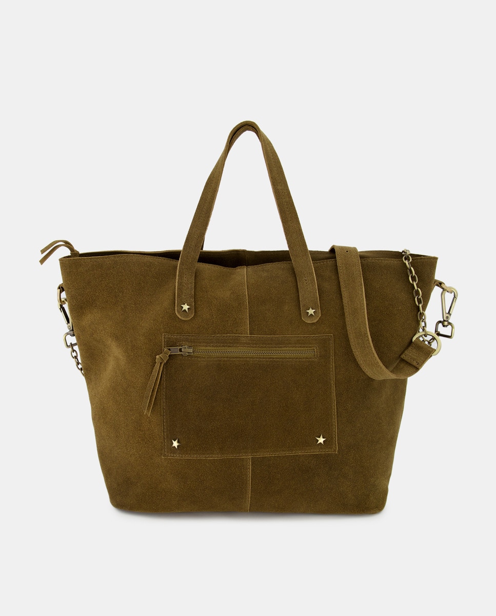 Sac cabas croûte de cuir clous étoiles