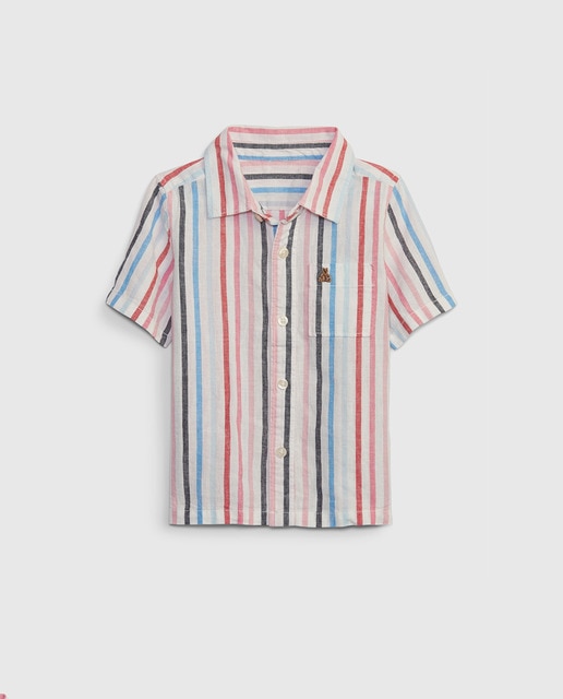 Imagen 0 de Camisa de niño con manga corta y estampado de rayas