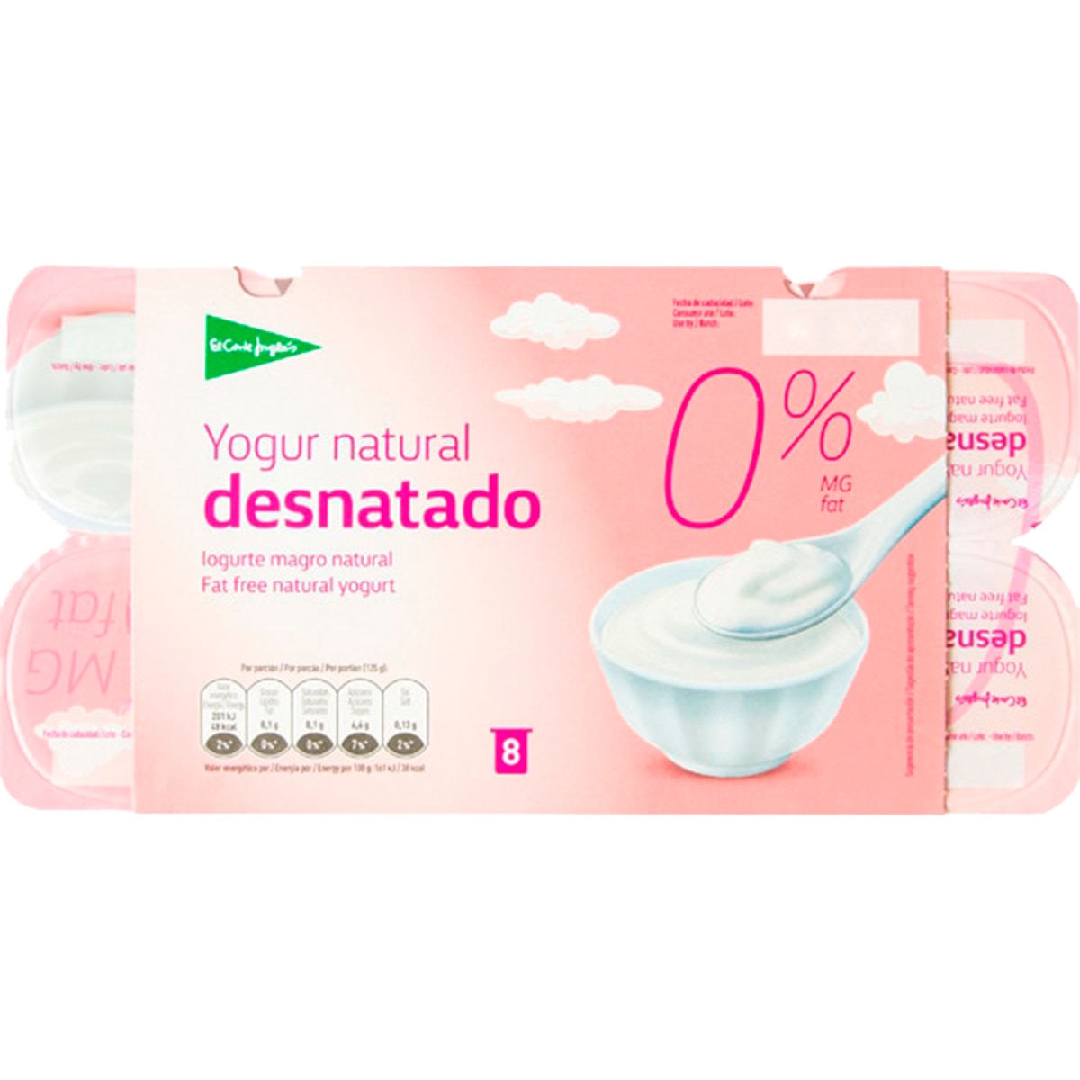 Iogurte Magro Natural 0% Pack 8x12 unidades embalagem 125 g