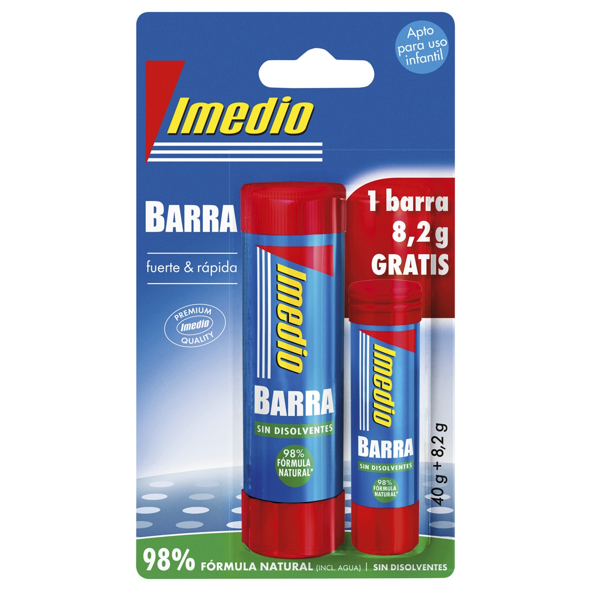 Pack barra adhesiva sin disolventes 40+8 grs Imedio Azul-1