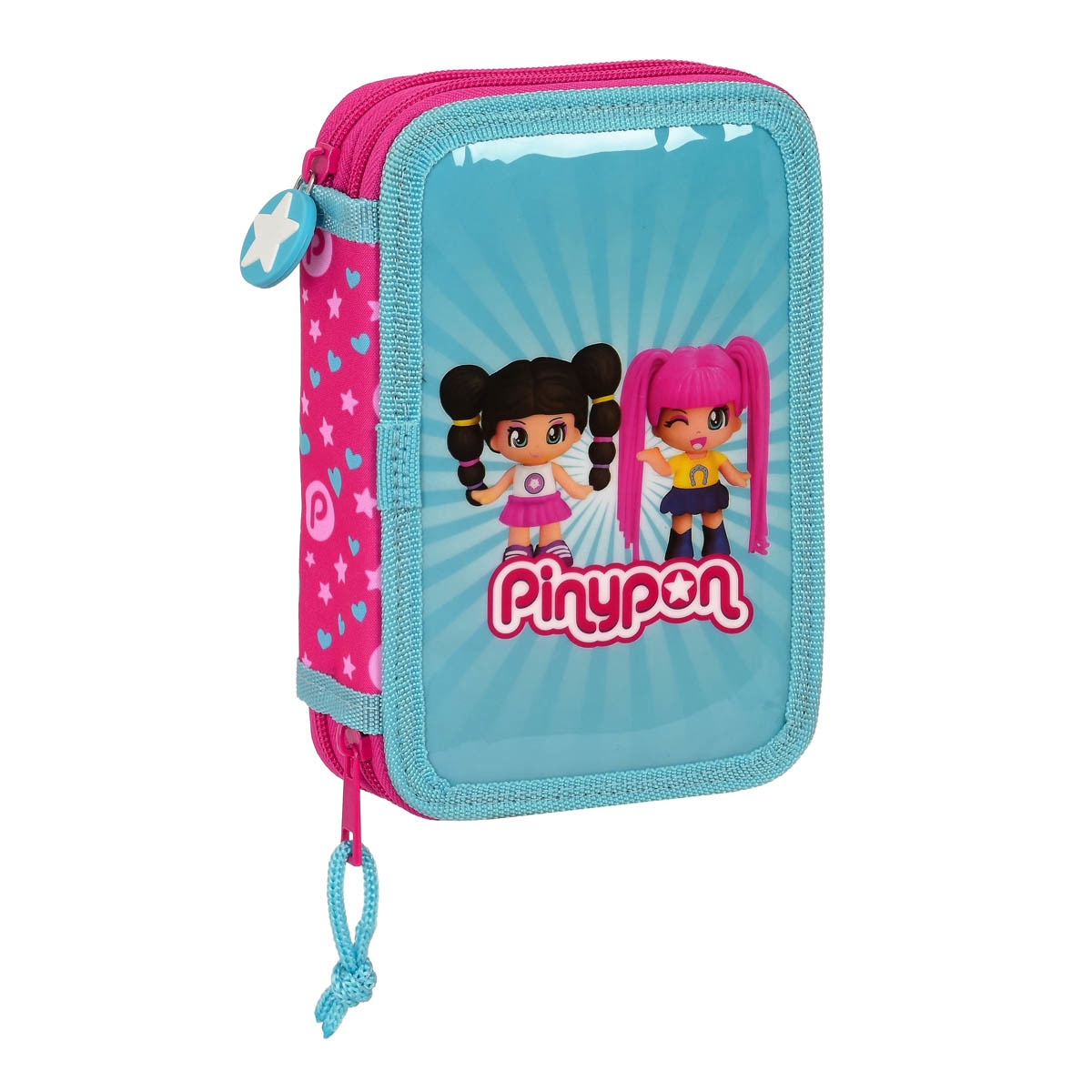 Imagen 0 de Plumier doble pequeño 28 piezas Pinypon Safta rosa y azul