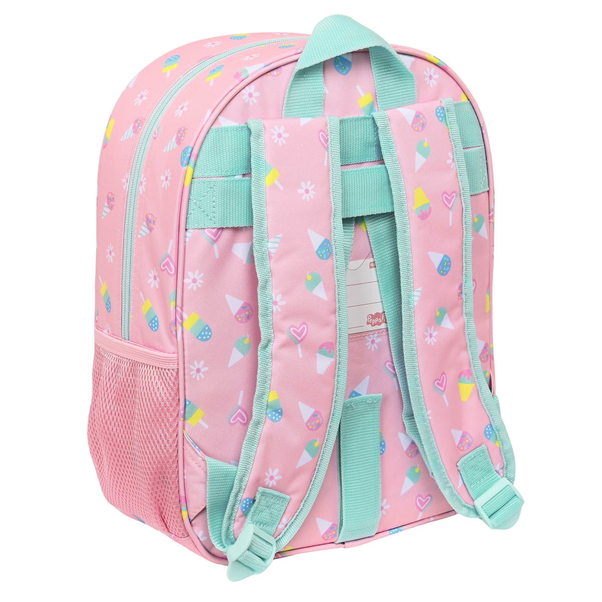 Mochila infantil adaptable a carro Peppa Pig Ice cream Safta rosa claro y verde menta Rosa / Verde-2