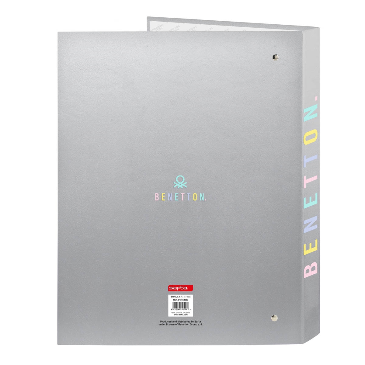 Carpeta folio 4 anillas mixtas Benetton Silver Safta plata Plata-2