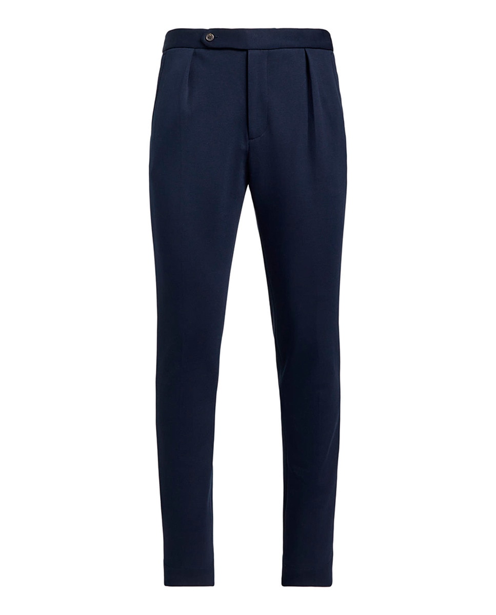 Calças Formais de Malha Dupla Straight Fit Azul-marinho-6