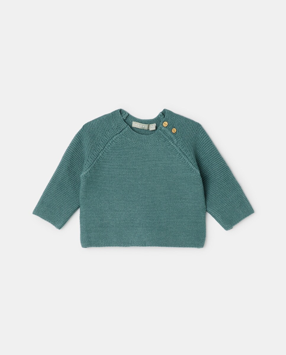 Pull à motifs torsadés et 2 boutons aux emmanchures avec manches raglan basique