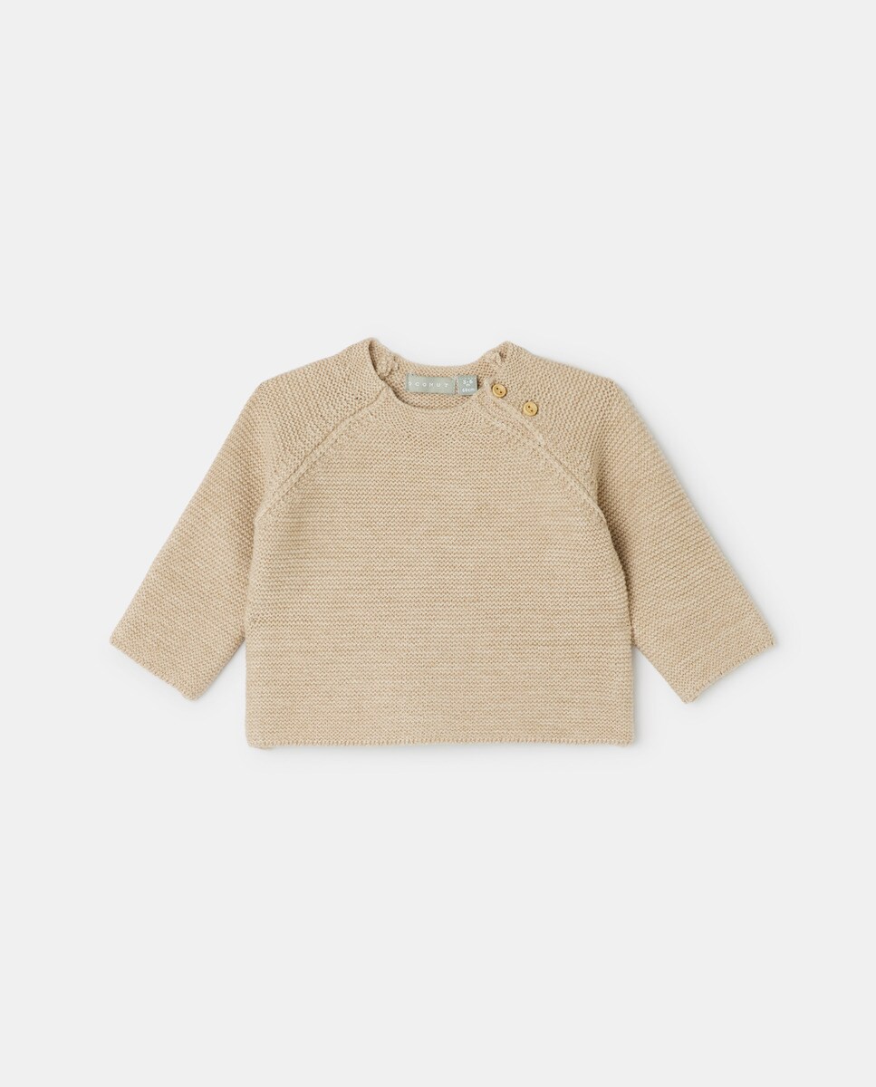 Pull à motifs torsadés et 2 boutons aux emmanchures avec manches raglan basique