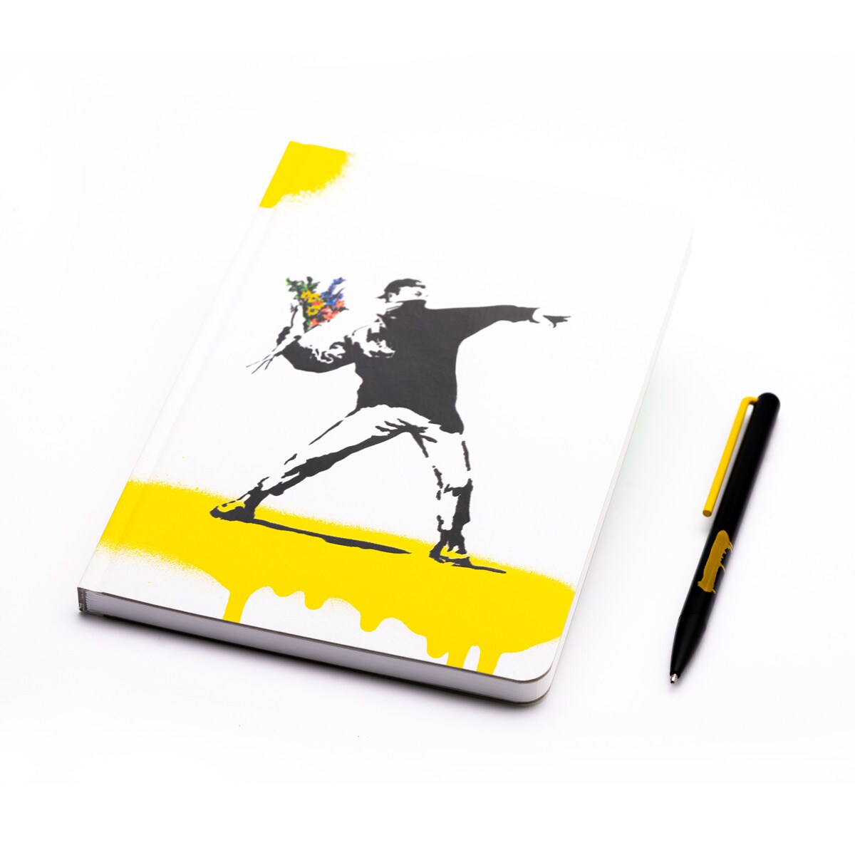 Caneta Esferográfica e Bloco de Edição Limitada Banksy Desenho em Flores Segno - Amarelo/Preto Amarelo / Preto-2