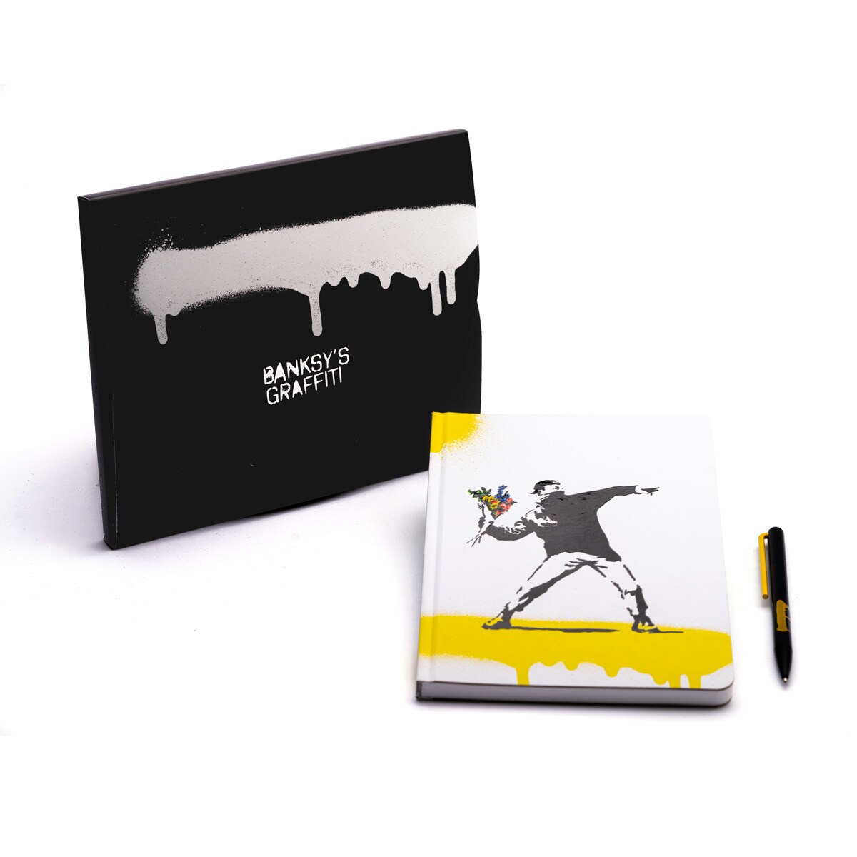 Caneta Esferográfica e Bloco de Edição Limitada Banksy Desenho em Flores Segno - Amarelo/Preto Amarelo / Preto-1