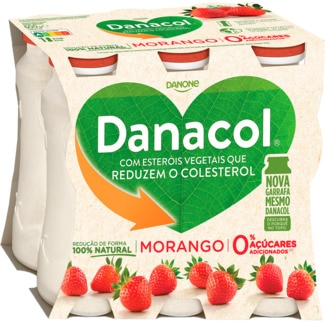Iogurte Líquido de Morango sem Açúcar Pack 6 embalagem 100 g - Danacol