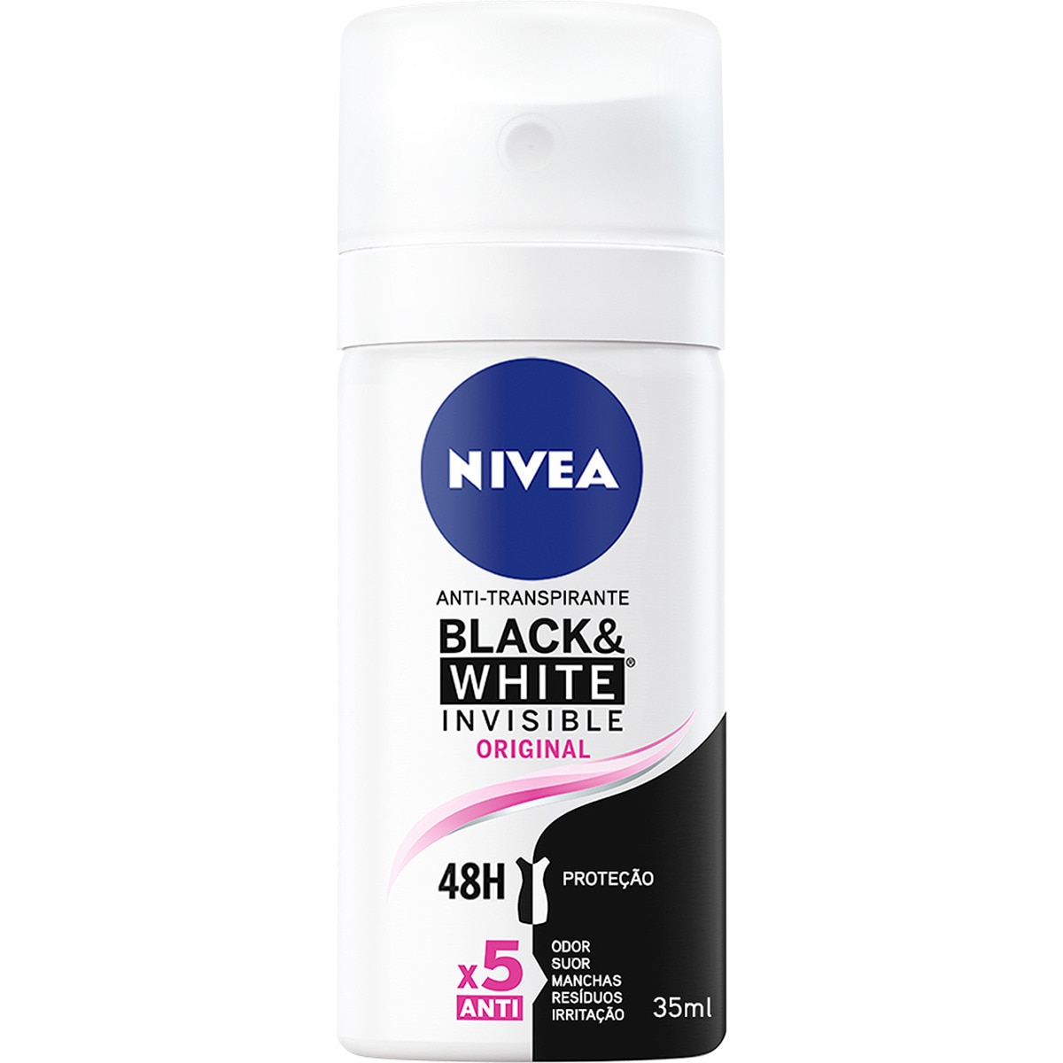 Desodorizante Invisible Black & White Spray embalagem 35 ml