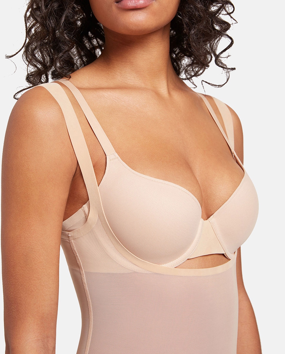 Body Moldador Transparente de Tule Castanho-3