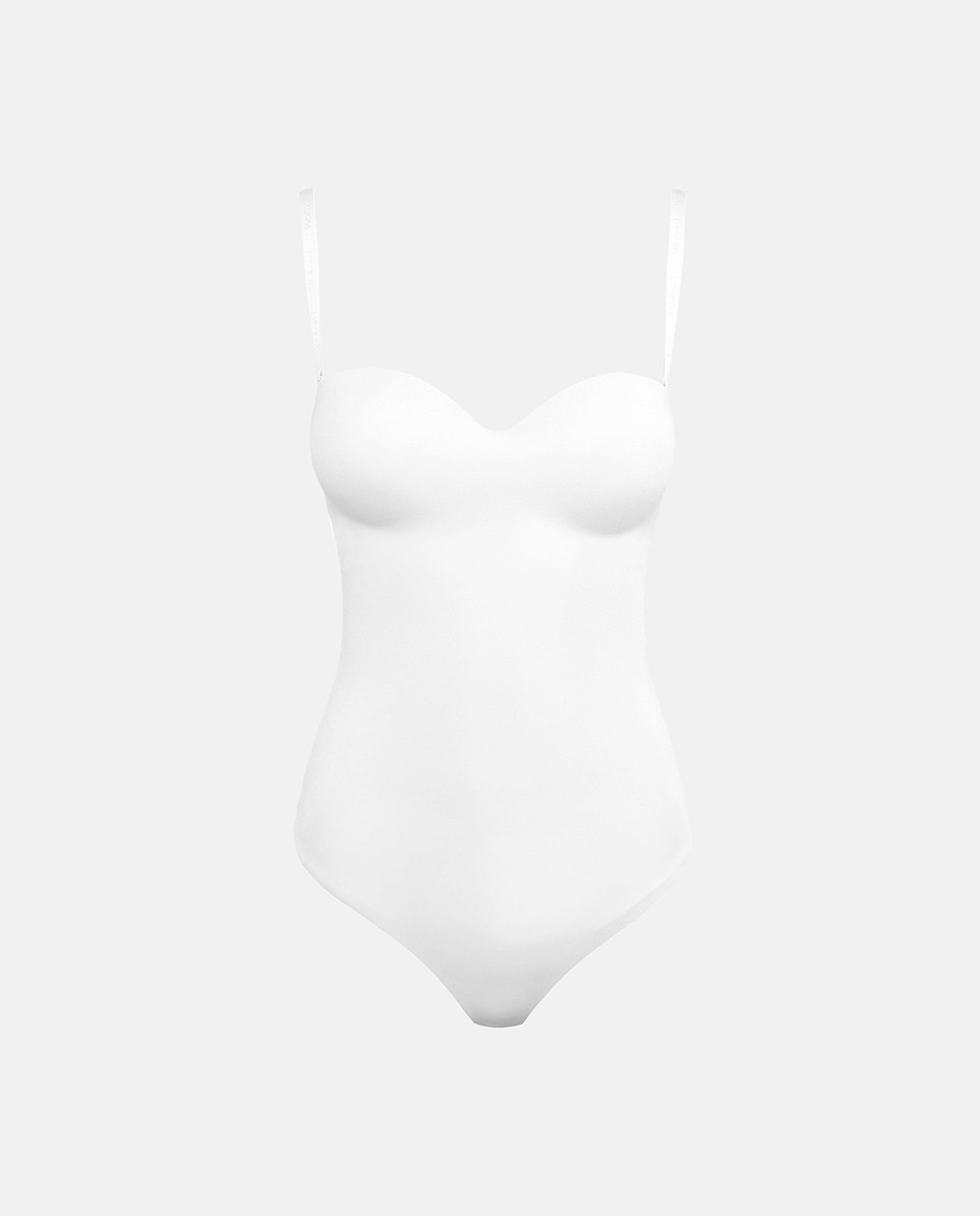 Body Tipo Tanga com Soutien Bandeau Branco-5
