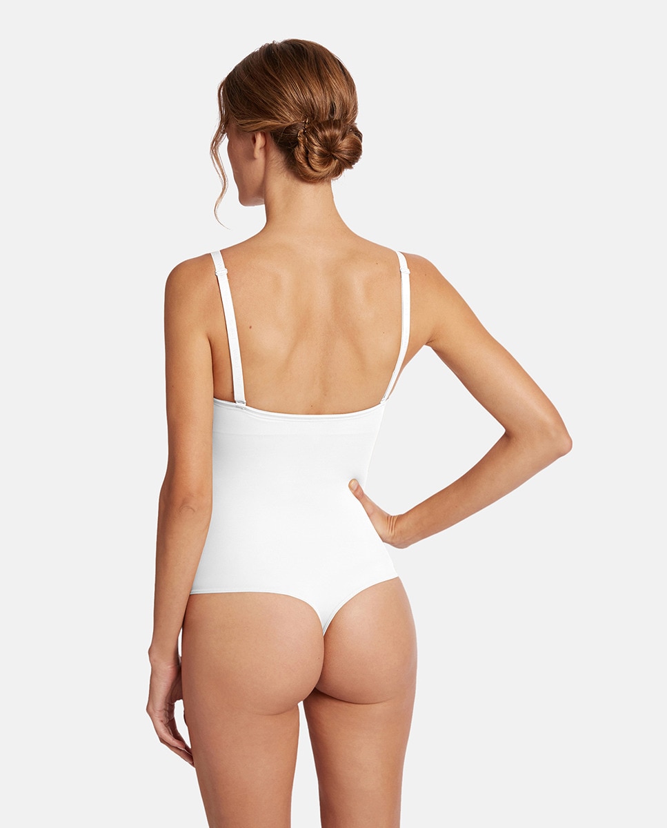 Body Tipo Tanga com Soutien Bandeau Branco-2