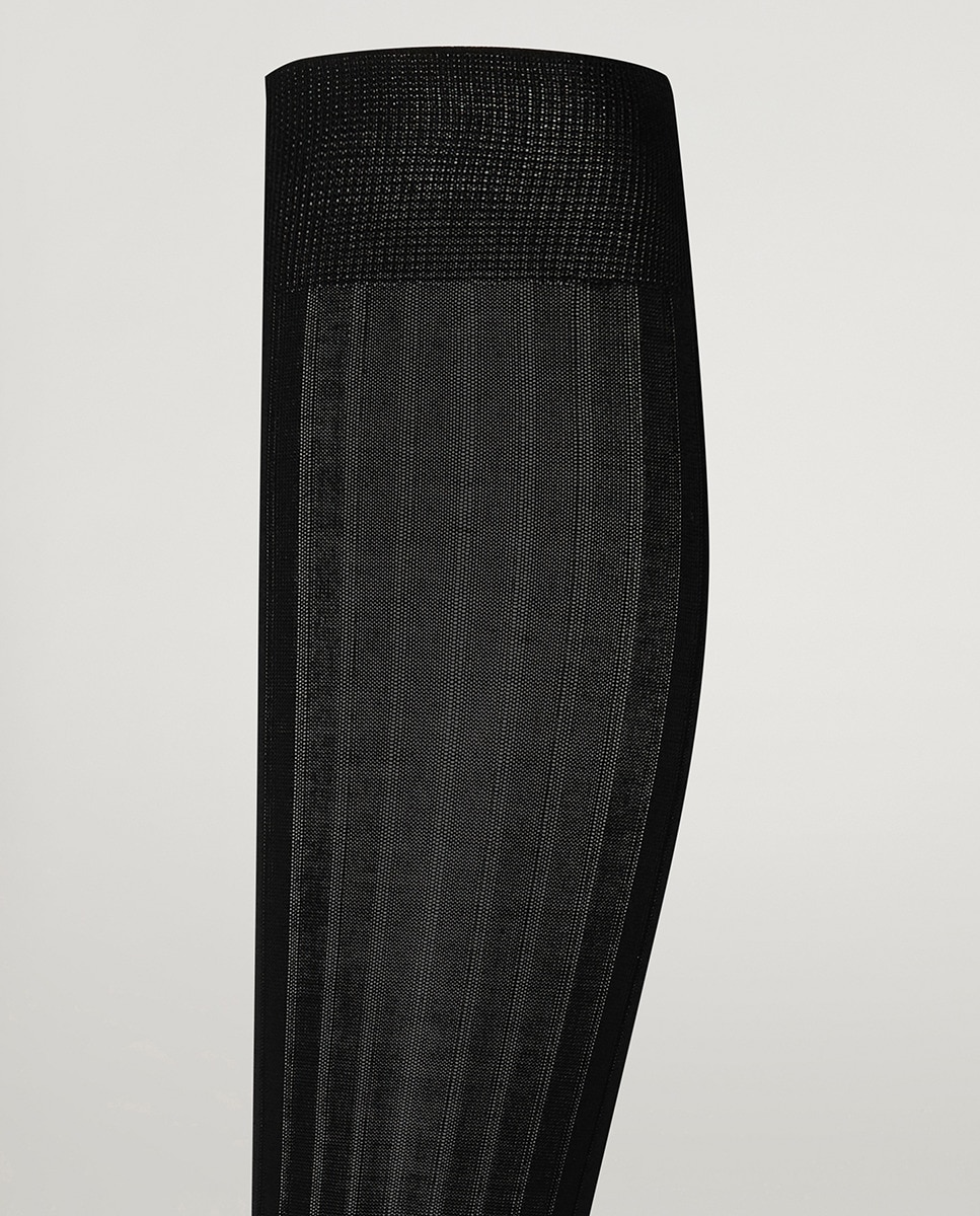 Meias de Malha Canelada - Preto Preto-2