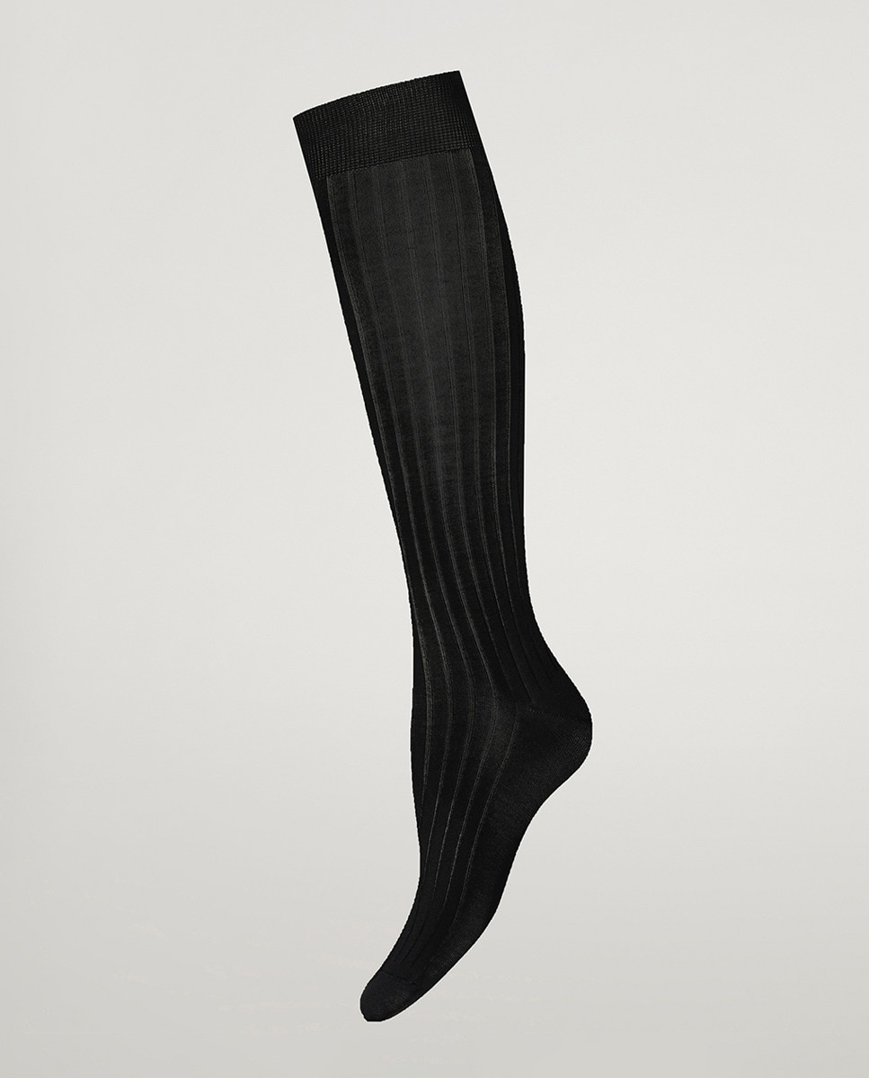 Imagem 0 de Meias de Malha Canelada - Preto