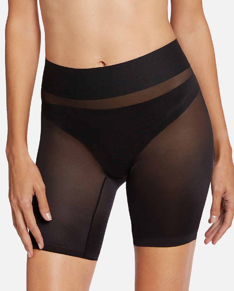 Cinta Adelgaçante com Efeito Moldado e em Tule Preto-1