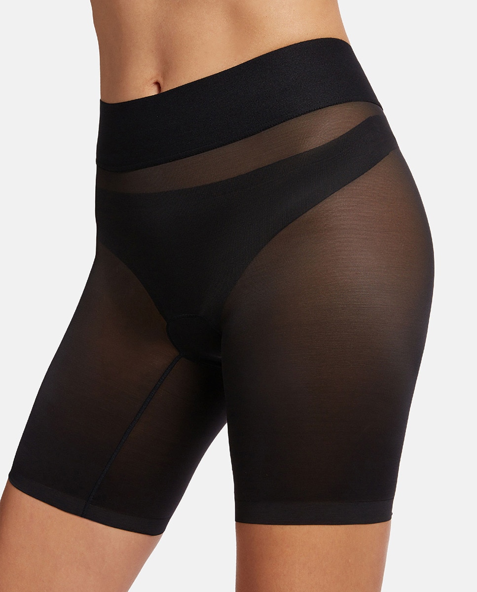 Cinta Adelgaçante com Efeito Moldado e em Tule Preto-3