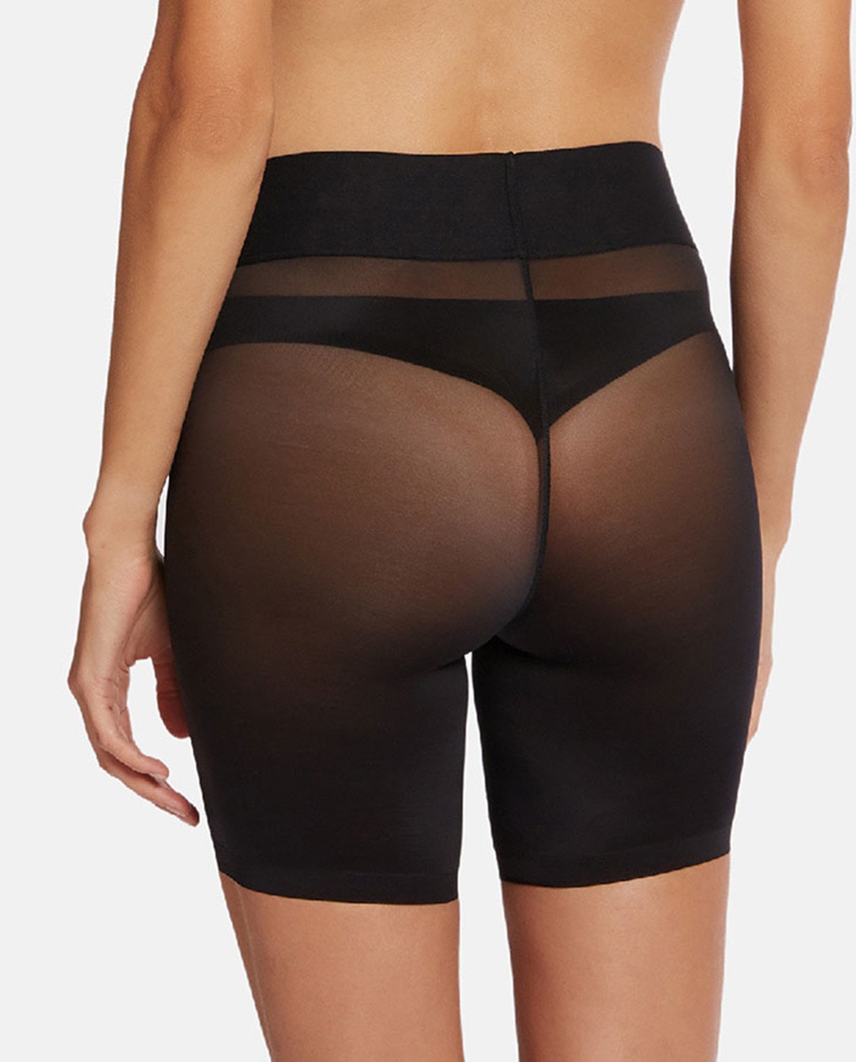 Cinta Adelgaçante com Efeito Moldado e em Tule Preto-2