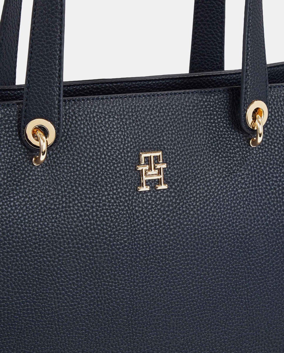 Tote grande en azul marino con logo TH y cremallera · Tommy