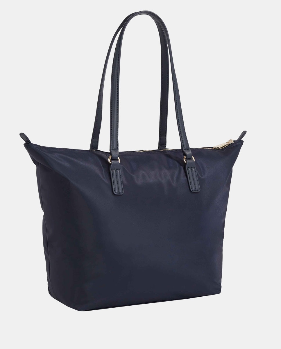Mala Tipo Tote com Logótipo TH, Fecho de Correr e em Tecido Reciclado - Azul-Marinho Azul-marinho-2
