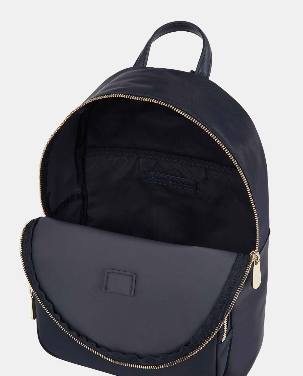 Mochila com Bolso Exterior, Logótipo TH Metalizado e em Tecido Reciclado - Azul-Marinho Azul-marinho-3