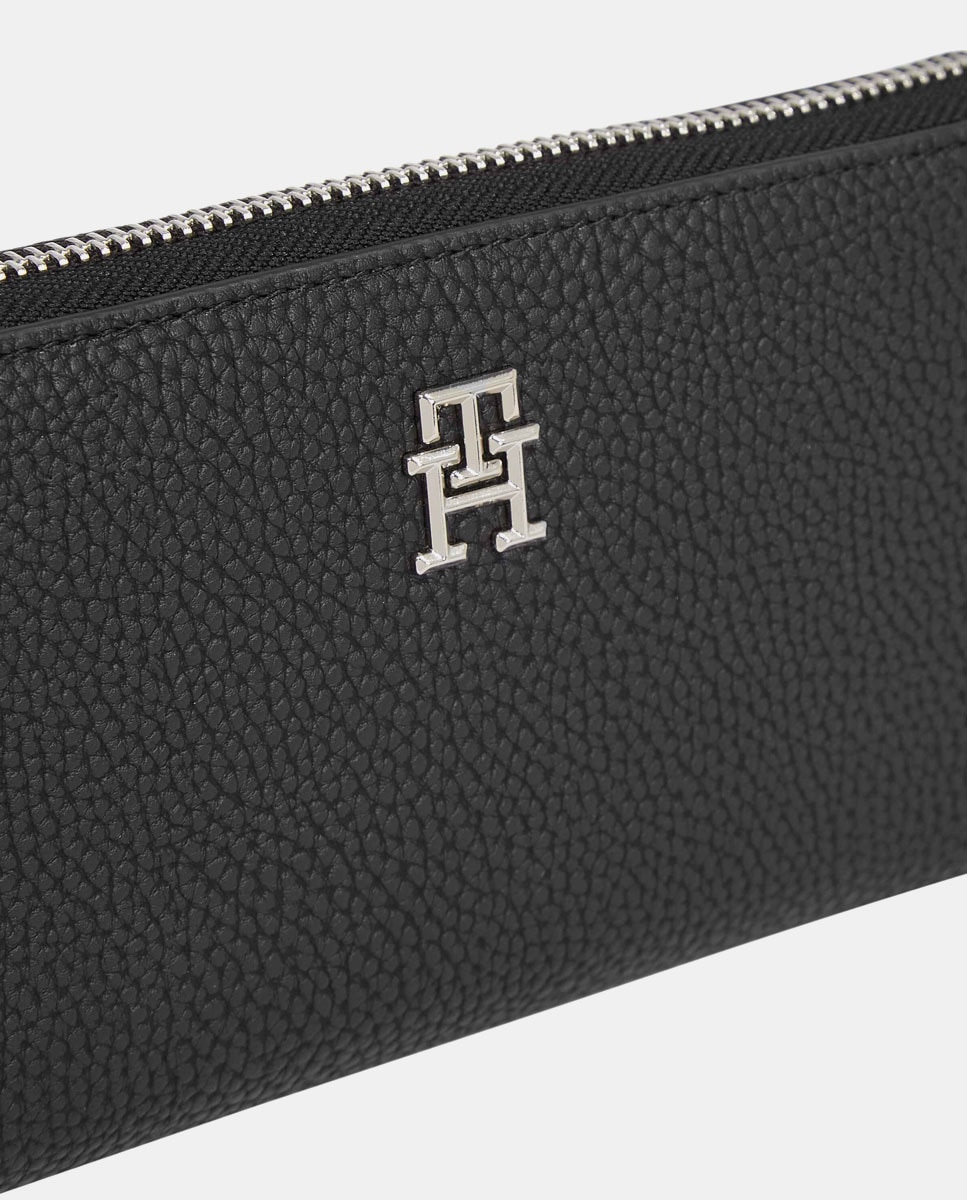 Carteira com Logótipo TH Metalizado e Fecho de Correr - Preto Preto-4