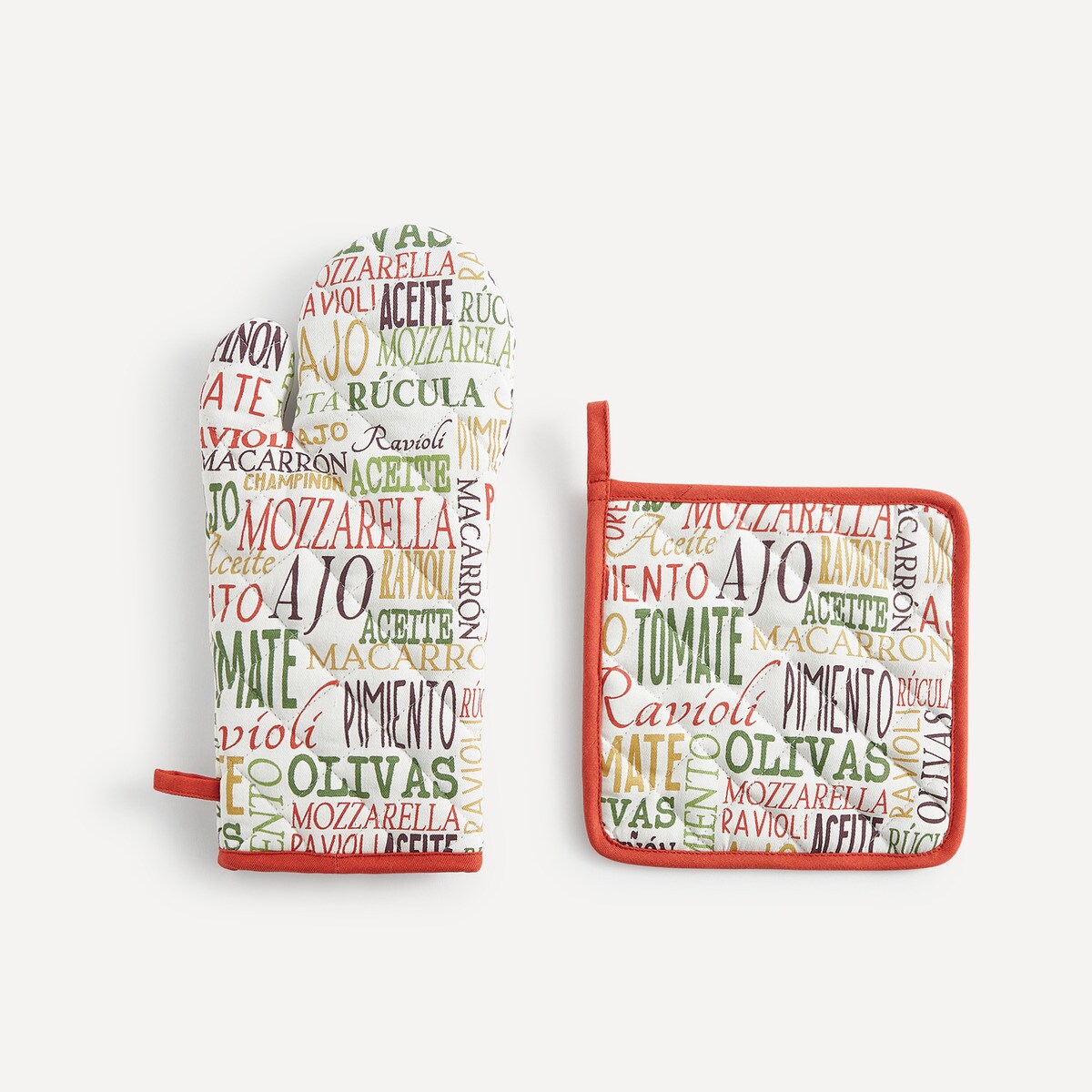 Ensemble manique et gant de cuisine Ingredientes