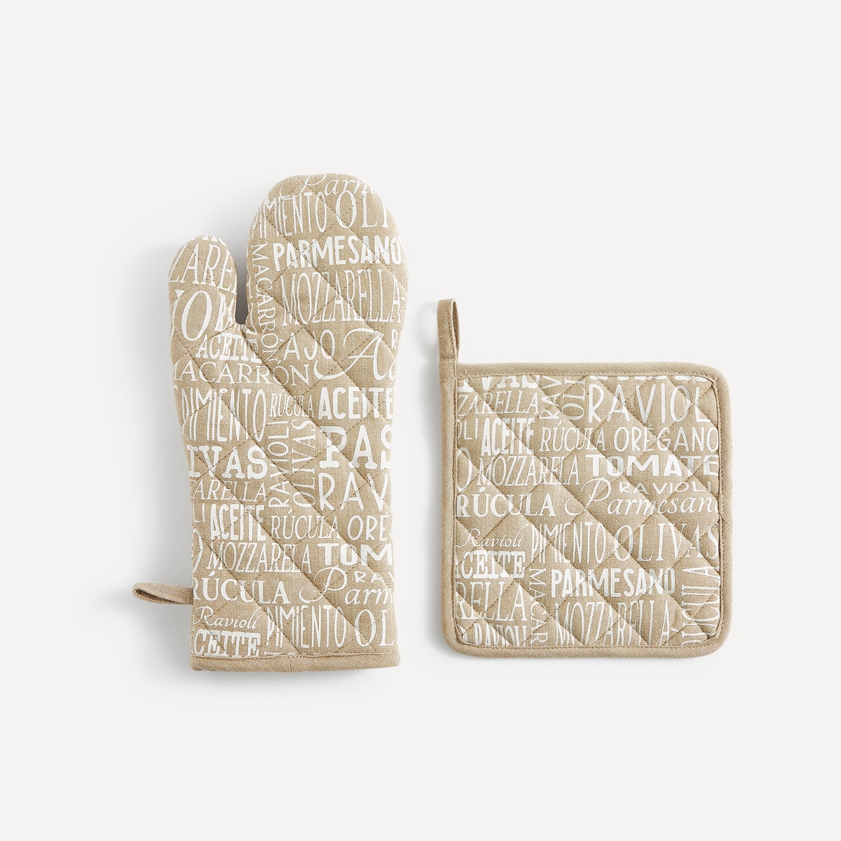 Ensemble manique et gant de cuisine Ingredientes