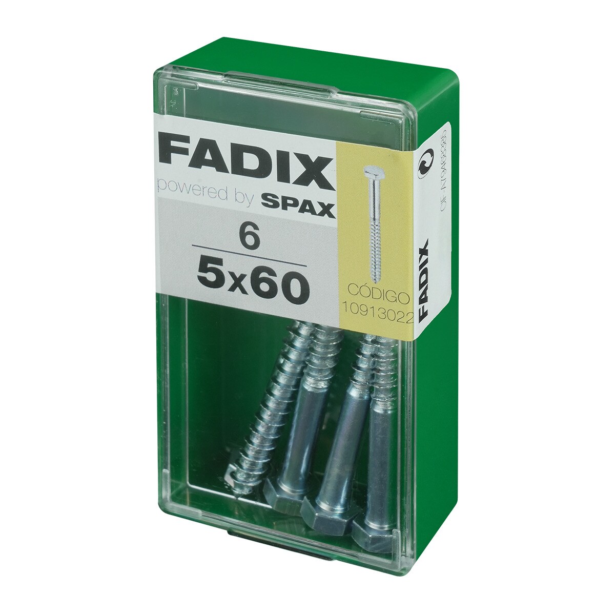Tornillo DIN 571 Cabeza Hexagonal y Rosca para Madera y Aglomerado Ø5 x 60 mm - Caja 6 Uds Zincado-2