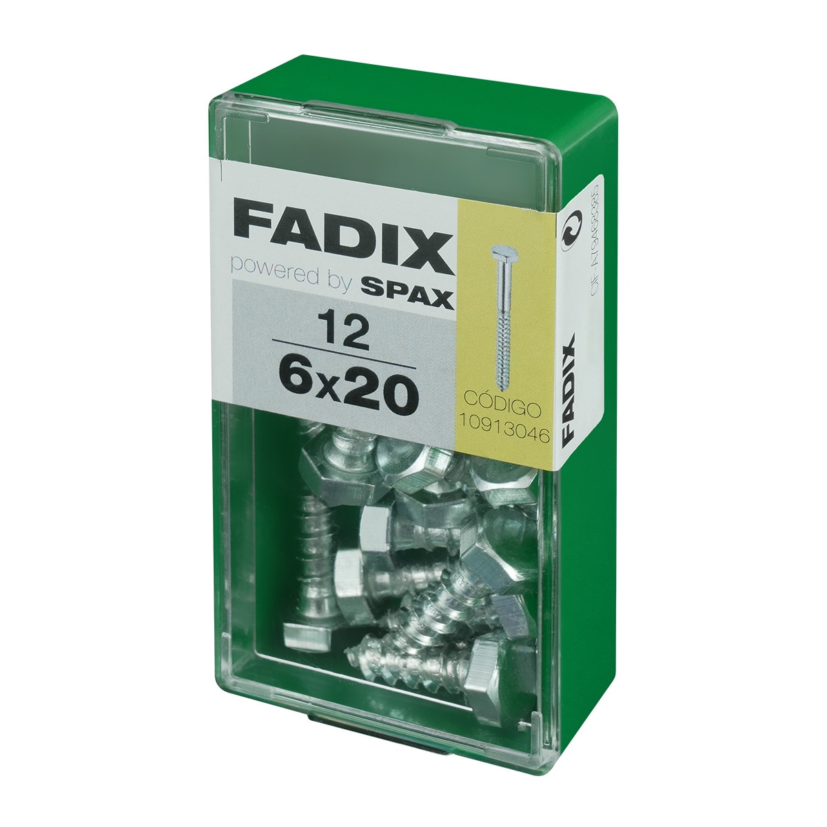 Tornillo DIN 571 Cabeza Hexagonal y Rosca para Madera y Aglomerado Ø6 x 20 mm - Caja 12 Uds Zincado-2