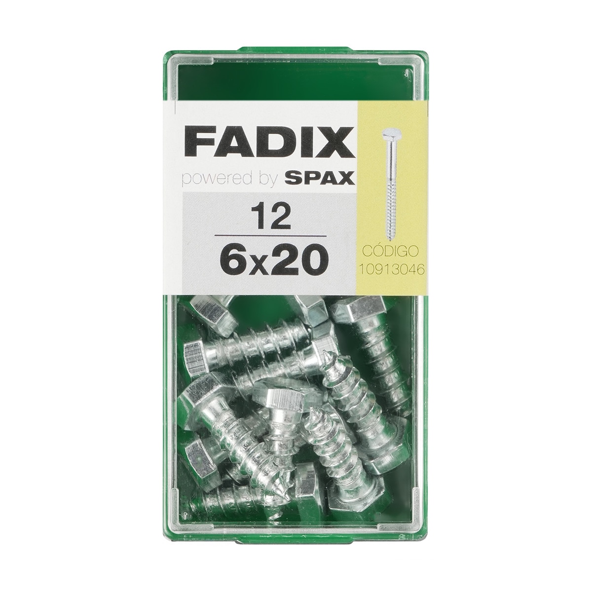 Imagen 0 de Tornillo DIN 571 Cabeza Hexagonal y Rosca para Madera y Aglomerado Ø6 x 20 mm - Caja 12 Uds