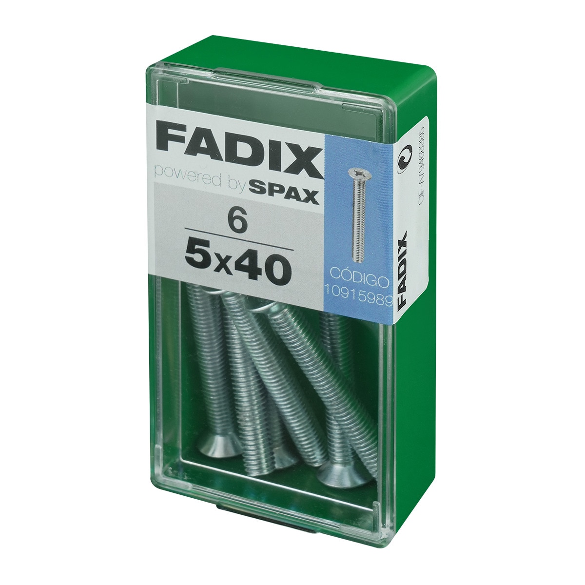 Tornillo Métrica Cabeza Plana M5 x 40 mm - Caja 6 Uds Zincado-2
