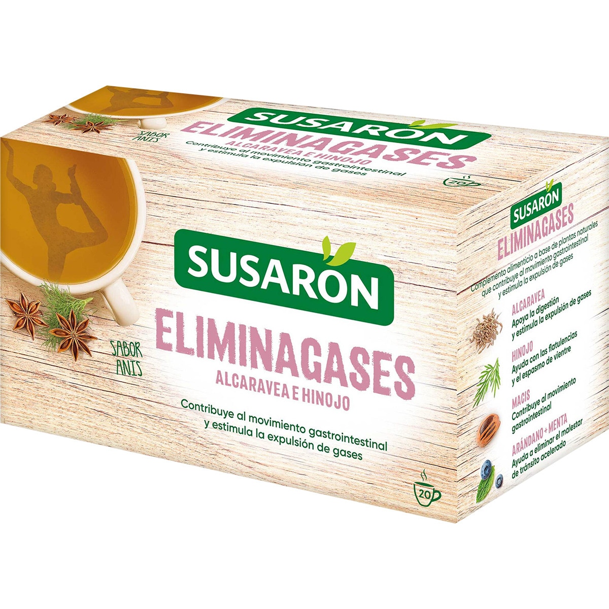 Eliminagases con alcaravea e hinojo con sabor a anís estuche 20 bolsitas