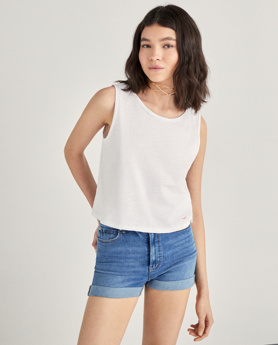 Crop top uni sans manches