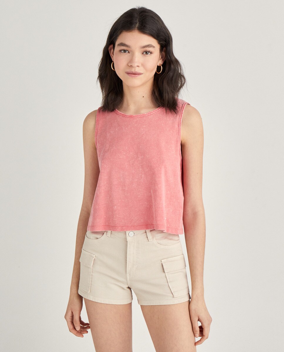 Crop top uni sans manches