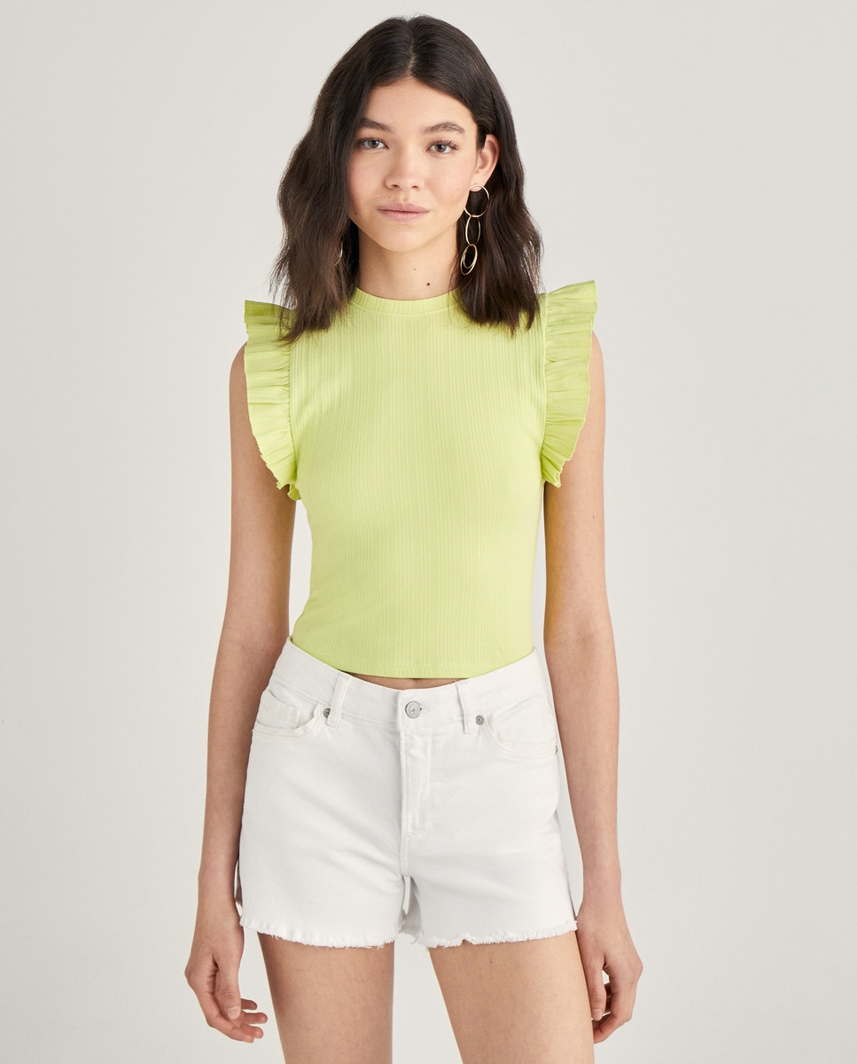 Tshirt uni avec volant