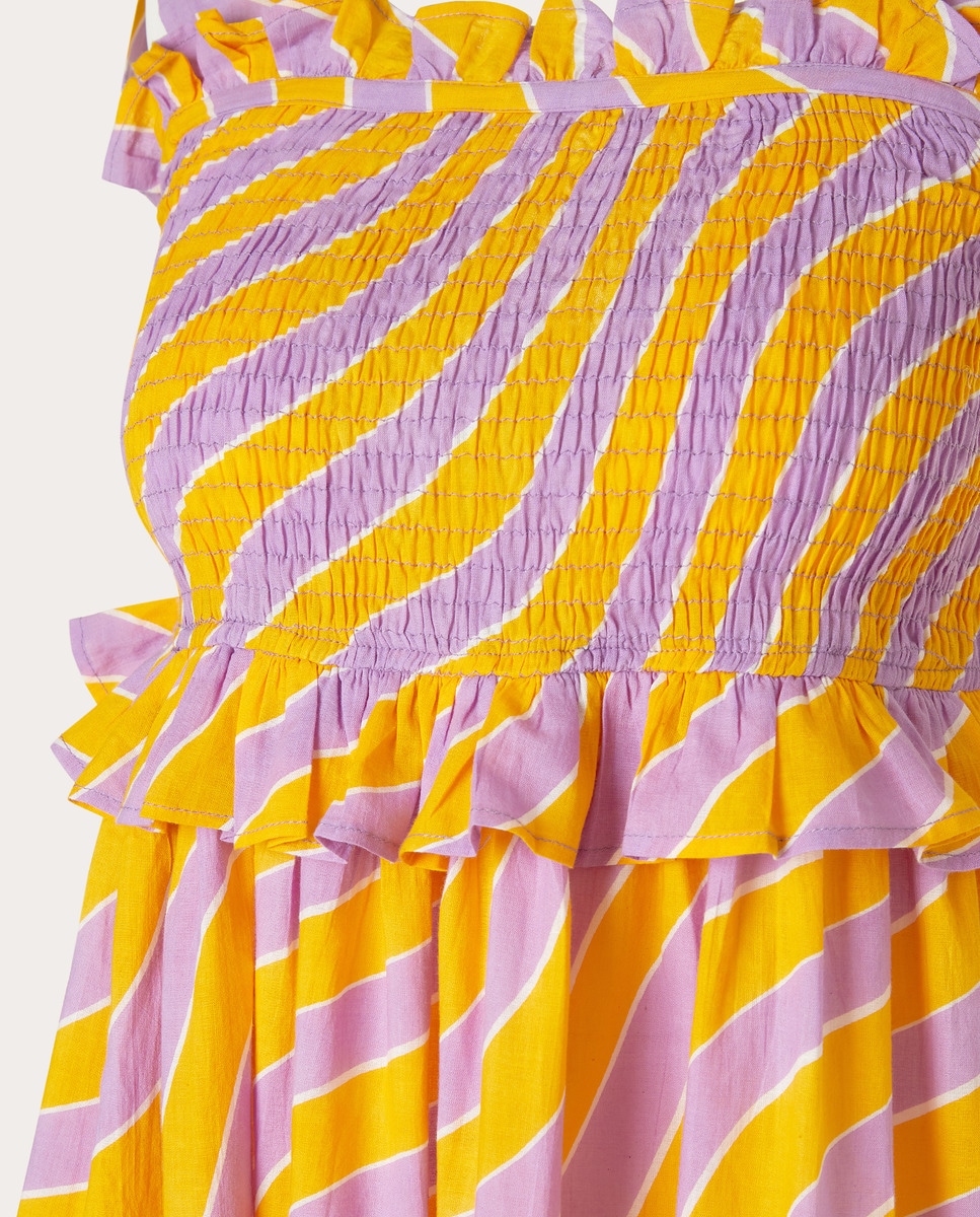 Vestido midi estampado de algodón Amarillo-3