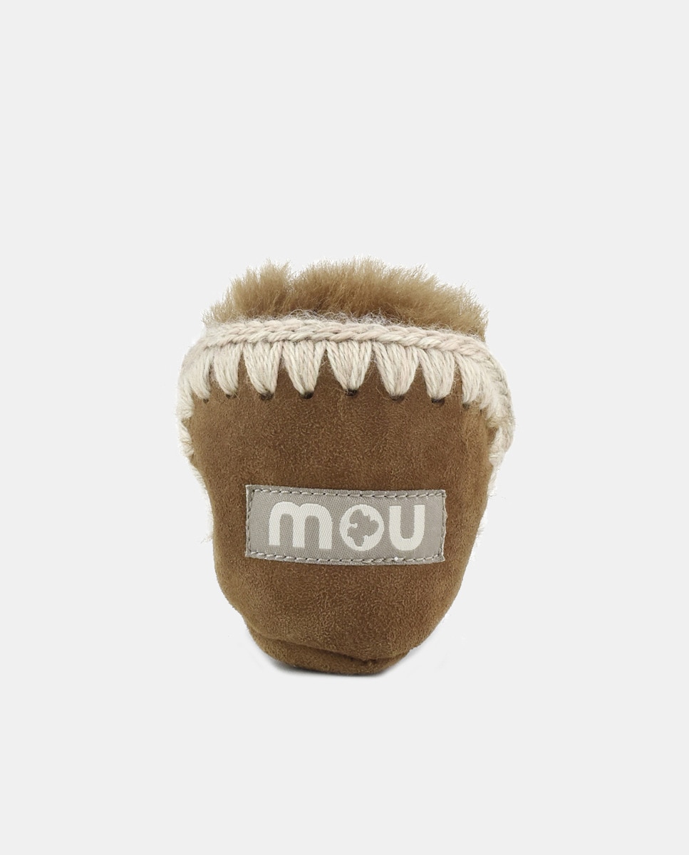 Botas de Bebé com Tira de Crochet em Contraste e em Croute Natural-5