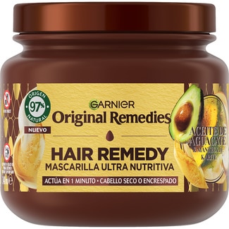 Hair Remedy mascarilla de pelo ultra nutritiva tarro 340 ml con aceite de aguacate y manteca de karité, para cabello seco o encrespado - Original Remedies