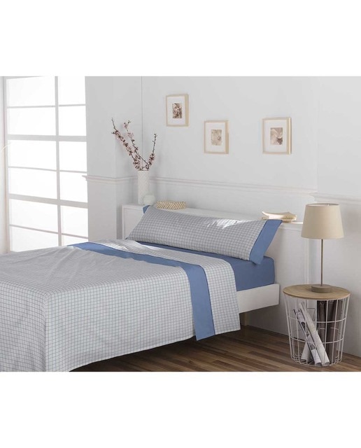 Imagen 0 de Juego sábana tela Don algodón 150 h 090 cm Aniel azul