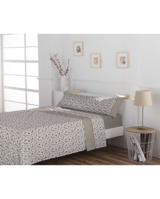 Imagen 0 de Juego sábana tela Don algodón 150 h 090 cm Neo arena