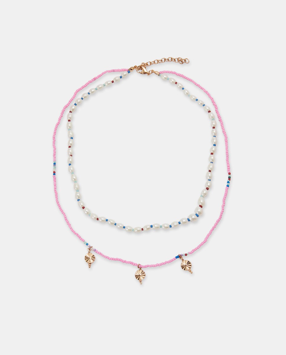 Lot de deux colliers perles et boules