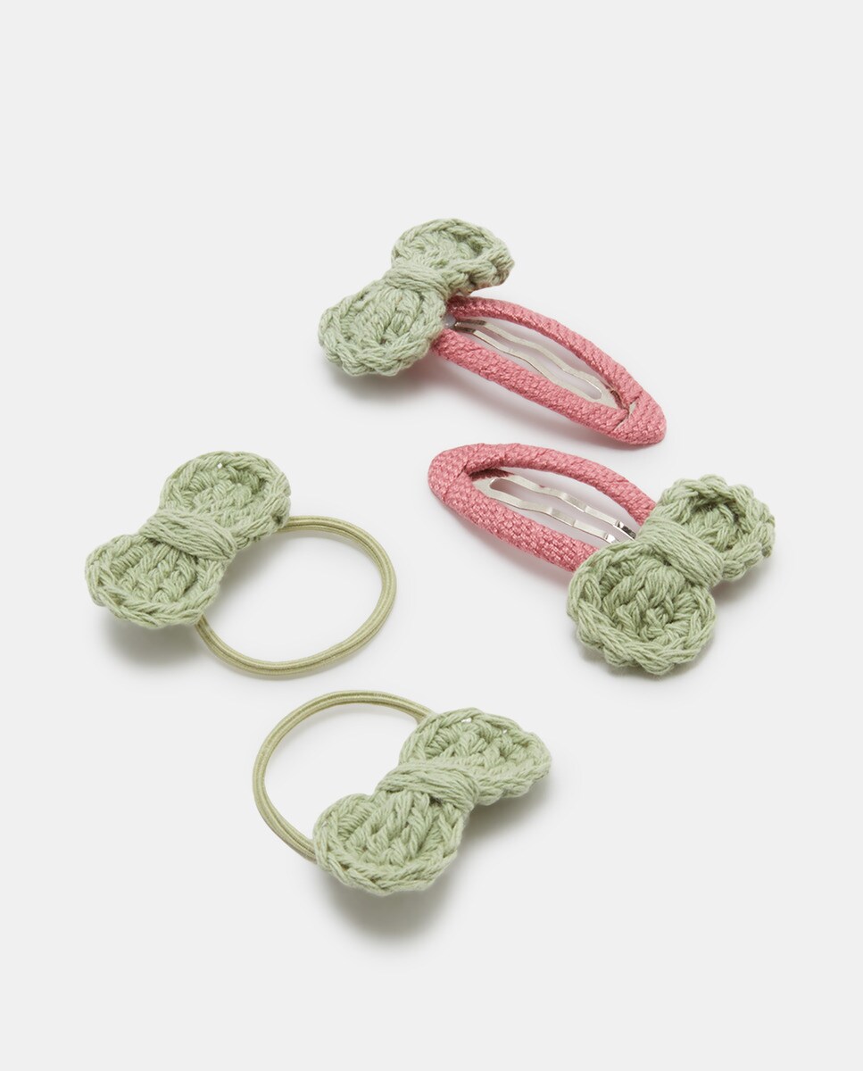 Lot barboteuses et élastiques avec décoration en crochet