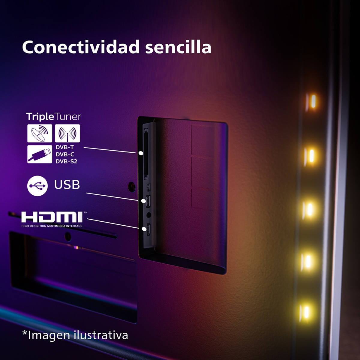 TV LED 177cm (70") Philips 70PUS8118/12 UHD 4K, Ambilight 3 lados, Pixel Ultra HD, HDR10 / HDR10+ Compatible, Dolby Vision, Smart TV Cromo satinado-8